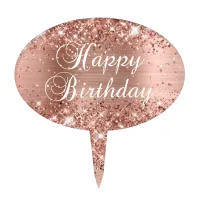 Glittery Rose Gold Foil Happy Birthday Cake Topper