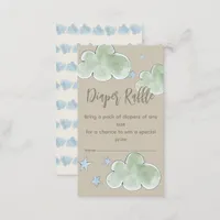 Diaper Raffle Baby Shower Stars Clouds Neutral Boy Enclosure Card