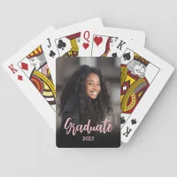 Pink Graduate 2023 Graduation Photo Poker Cards