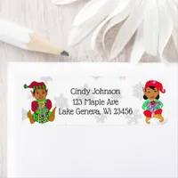 Cute Holiday Christmas Elf and Candy Canes Label