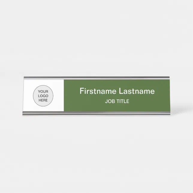 Forest Green Your Logo Modern Desk Name Plate