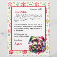 Letter from Santa Cute Watercolor Anime Elves