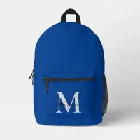 Personalize Monogram Initial Name Deep Blue Printed Backpack