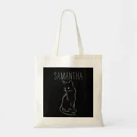 Stylish Personalized Cat Black & White Silhouette  Tote Bag