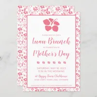 Pink Hibiscus Flowers Brunch Luau Mothers Day Invitation