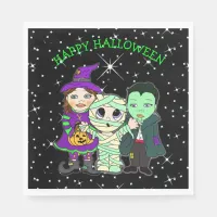 Happy Halloween Party Mummy, Vampire and Witch Napkins