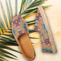 Boho Eclectic Kaleidoscopic Mosaic Hip Teal Ochre Espadrilles