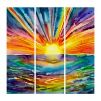 Colorful Sun Rays over the Water Reflection AI Art