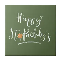 Happy St. Paddy's Orange Shamrock ID336 Tile