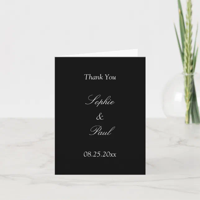 Elegant Black Wedding Thank You Card