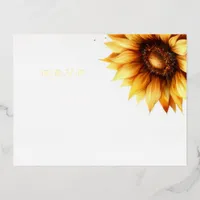 Rustic Sunflower Country Wedding RSVP Foil Holiday Postcard