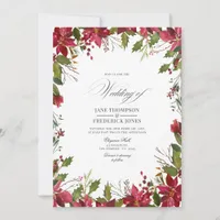 Burgundy Watercolor Floral Christmas Wedding Invitation