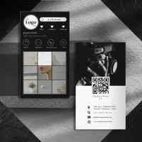 Modern Black Instagram Photo Collage Business Card