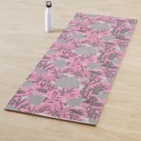 Sea Turtles Pink Grey Marine Life Pattern Yoga Mat