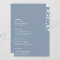 Dusty Blue Personalized Guest Name Wedding  Menu