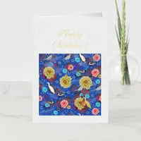 Tropical Birds Floral Botanical Birthday Card