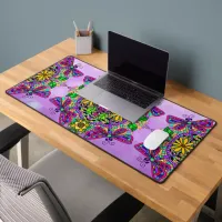 Colorful Dragonflies Mandala Desk Mat