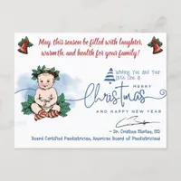 Merry Christmas Baby Greeting from Pediatrician Holiday Postcard