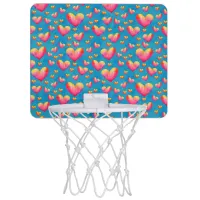 Multicolored Watercolor Hearts Basketball Hoop