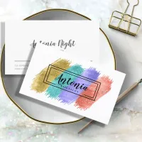 Colorful Brush Strokes and Black Frame ID450 Business Card