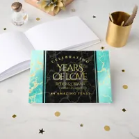 Elegant 44th Turquoise Wedding Anniversary Foil Guest Book