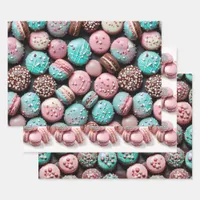 Pink and Teal Macaron   Wrapping Paper Sheets