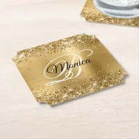2 Glittery Gold Foil Fancy Monogram