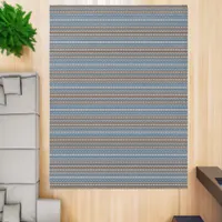 Southwest Style Blue and Brown Geometric 12'x9' Rug