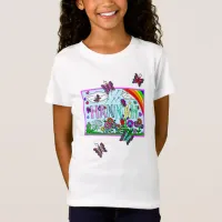 Girl's Name Hannah  Whimsical Flowers, Rainbow T-S T-Shirt