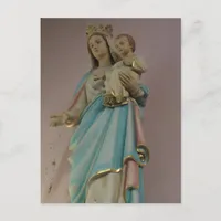 Mary and Baby Jesus Catholic Church Statue Postcard