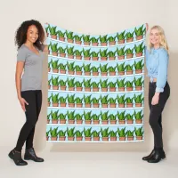 Shelves of Aloe Vera Plants Ai Art Fleece Blanket