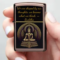 Calm gold Buddha in meditation, Zippo Lighter