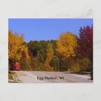 Egg Harbor, WI Fall Season & Trolley Car Postcard
