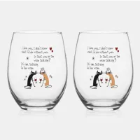 Talking to the Wine Funny Cat Stemless Wine Glass