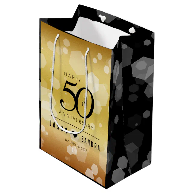 Elegant 50th Golden Wedding Anniversary Medium Gift Bag