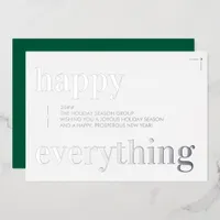 Business New Year Green Happy Everything Corporate Foil Holiday Card