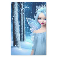 Cute 3d light blue Winter Fairy in the Forest Tissue Paper