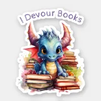 *~* Whimsical AP88 Dragon READING devouring BOOK Sticker