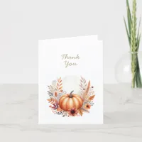 Fall Boho Watercolor Pumpkin Thanksgiving Thank You Card