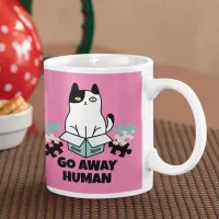 Go away human cat in jigsaw puzzle coffee mug