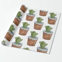 Potted Succulent Cactus Houseplant Wrapping Paper