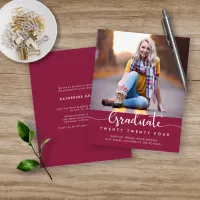 BUDGET Elegant Script Burgundy Graduation Photo