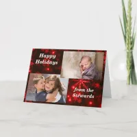 Snowflakes Deep Red Holidays Photo Greeting Card