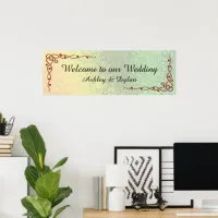 Autumn Shades Green Yellow Welcome Wedding 36x12 Poster