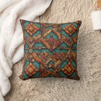 Intricate patterned design with earthy tones throw pillow