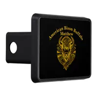 Stylized Gold Bison Illustration in Nature Setting Hitch Cover