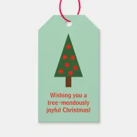 Minimalist Green "Tree-mendously Joyful" Christmas Gift Tags