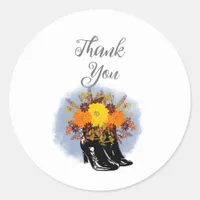 Modern Sunflower Rustic Country Wedding Classic Round Sticker