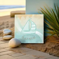 Beach House Nautical Sailboat Aqua Blue ID623 Ceramic Tile