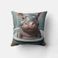 Animals Taking a Bath Funny Throw Pillow